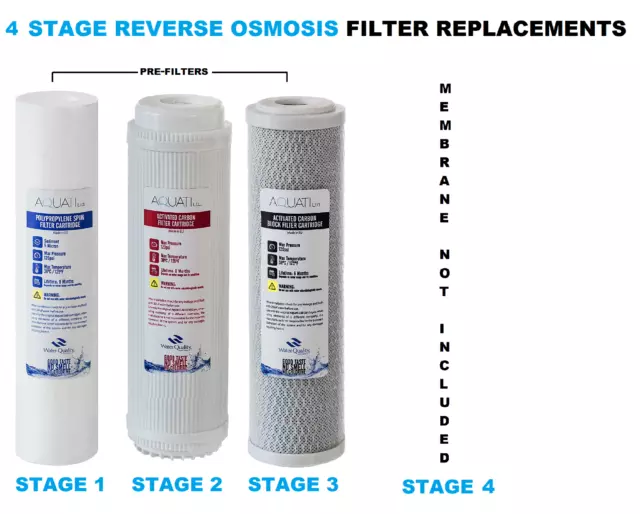 Aquati 4 Stage Reverse Osmosis RO Complete Pre Filters Replacement