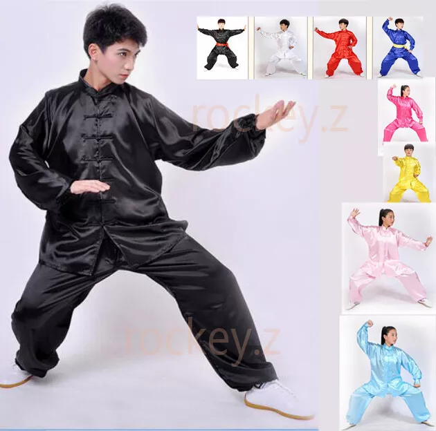 Silk Satin Tai chi Suit Kung fu Martial arts Uniform Wing Chun Jacket and Pants