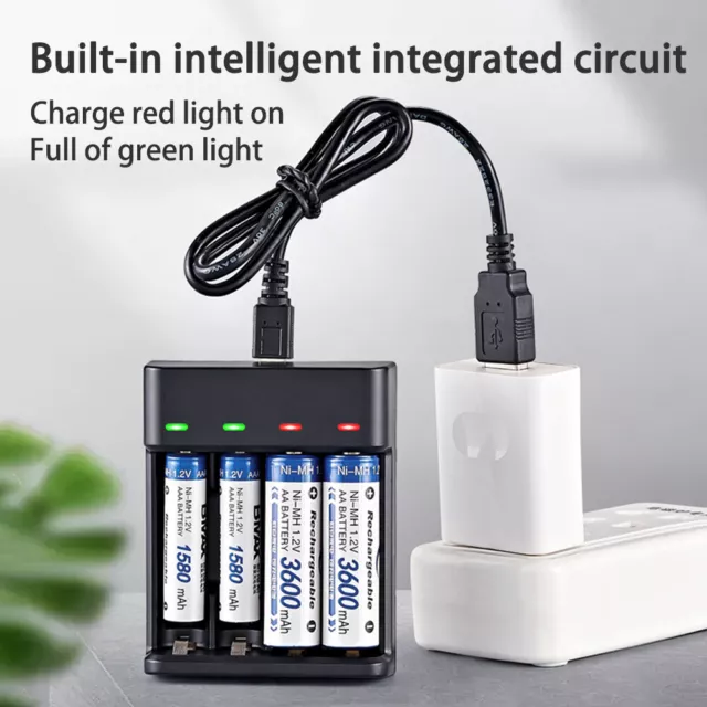 Intelligent Battery Charger 4 Slot For AA AAA NI-MH Rechargeable Batteries Box 2