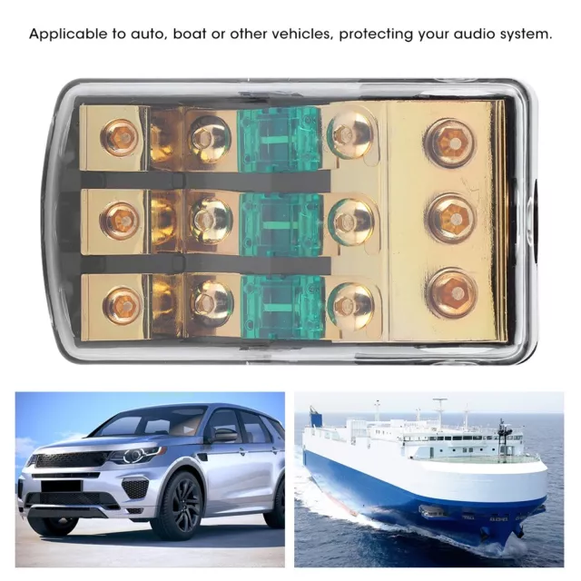 0/2/4 Gauge In To 4/8/10 Gauge Out 60A 3 Way Mini ANL Fuse Holder Distribution