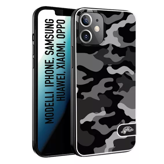 CUSTOMIZZA Custodia cover nera gomma morbida camouflage mimetico militare black