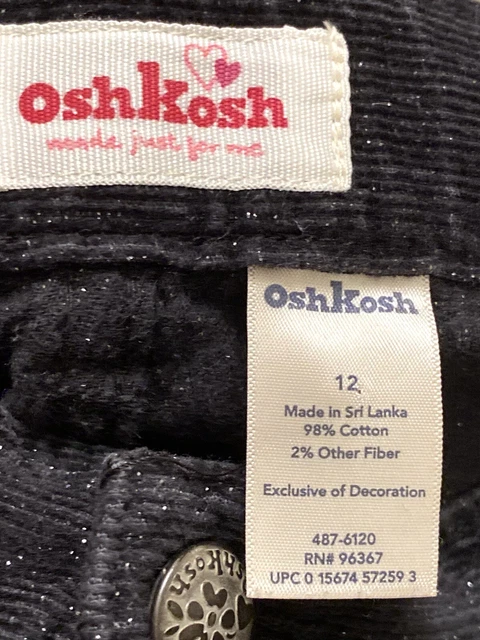 Pantaloni in velluto a coste OshKosh neri scintillanti misto cotone elasticizzati 12 anni cavi Y2K 4