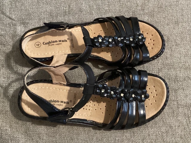 Ladies black sandals size 4 deals