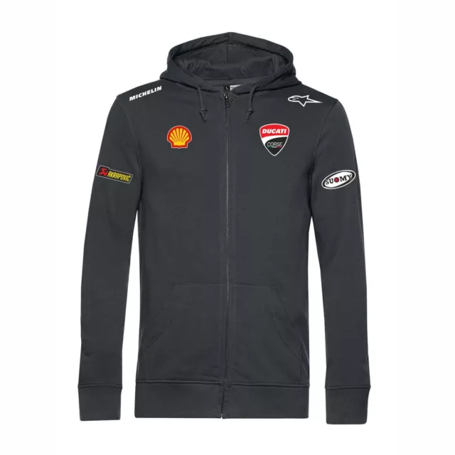 Felpa cappuccio ZIP nera con stampa grafica DUCATI FLAG ITALIA corse