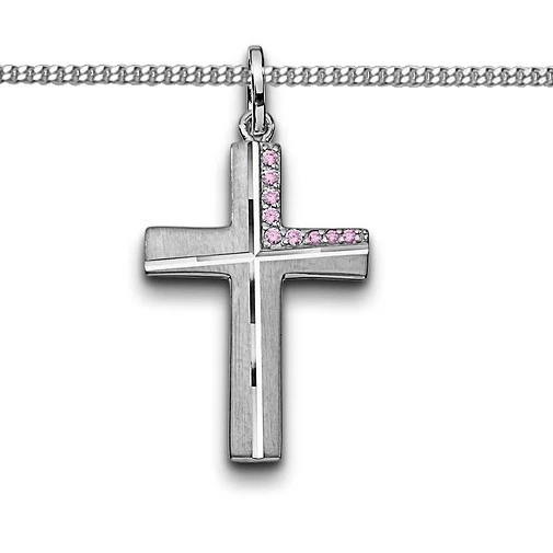 Zirkonia Kreuz Anhänger Kommunion-/Firmungs-Kreuzanhänger Mit Zirkonia & 925er Silber Kette – Für Kinder Sterlingsilber 925 Anhänger Mit Zirkonia
