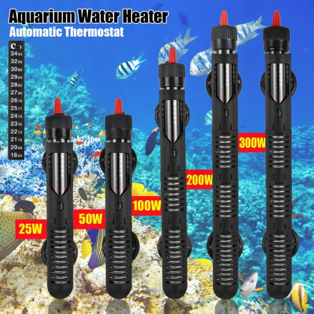 Aquarium Heater 25/50/100/200/300W w/Cover Guard Anti-Explosion Fish Tank Heater
