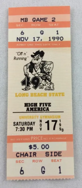 1990 11/17 High Five America at Long Beach State Basketball Ticket Stub