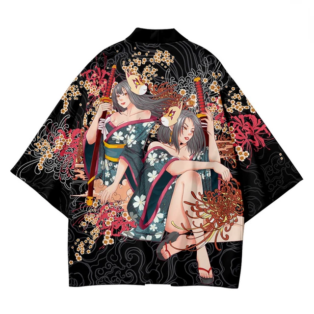 Retro Men Floral Kimono Jacket Cardigan Coat Yukata Japanese Haori Loose