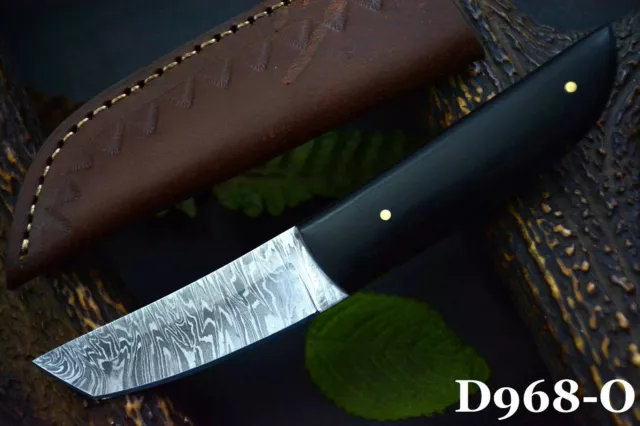 Custom 7.3" OAL Hand Forged Damascus Steel Tanto Hunting Knife Handmade (D968-O)