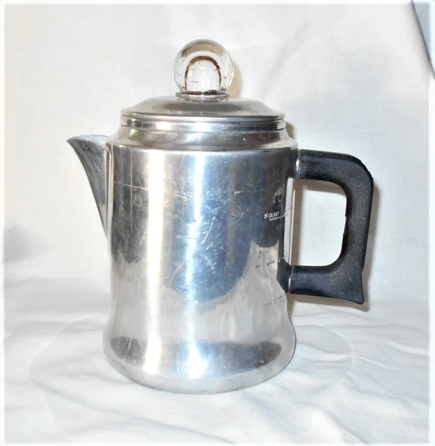 VINTAGE WORTHMORE ALUMINUM 4 Cup Stove Top Coffee Pot Percolator With