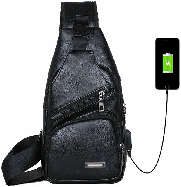 Sacoche Poitrine Homme,Sac Poitrine Homme,Sacoche Bandoulière Homme,Sac de  Poitrine Homme,Sling Bag,avec Port de Chargement USB & Trou pour le Câble  du Casque,pour Randonnée Cyclisme Voyage : : Mode