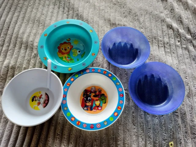 Tazones de plástico para niños Kellogg's para sorber paja cereal plato Vengadores puntera bebé