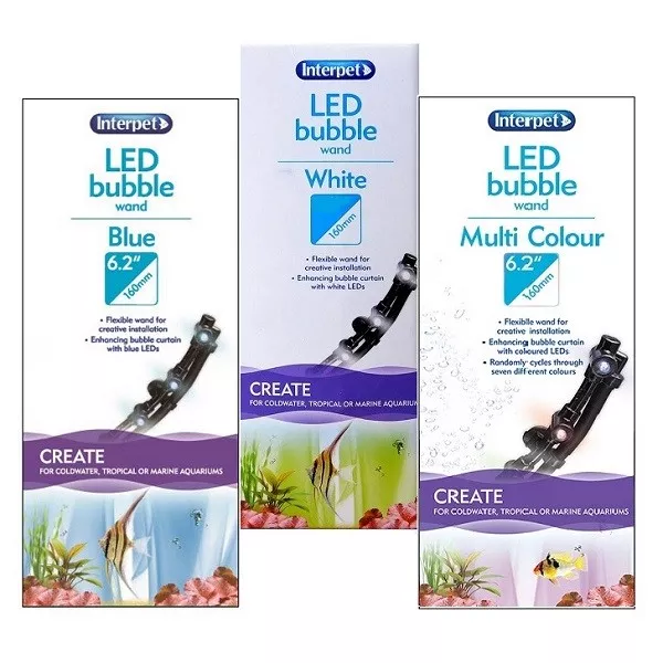 Interpet LED Aquarium Bubble Wand Airstone Curtain Air Pump Fish Tank Wall Decor