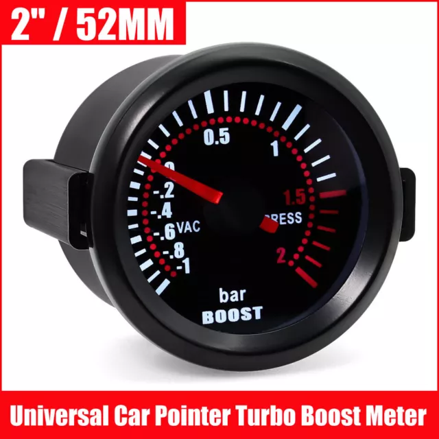 Hot Sale 2" 52mm Universal Car Pointer Turbo Boost Meter -1-2 Bar Pressure Gauge