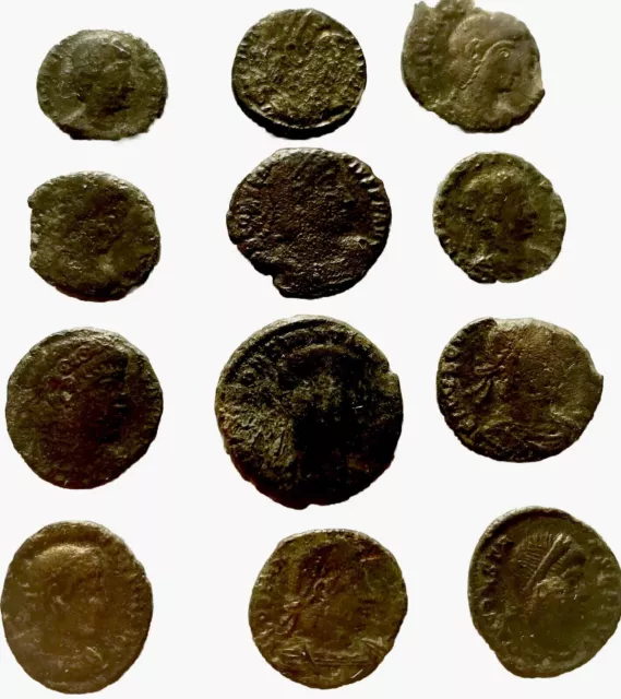 Genuine Ancient Roman Coins Lot of 12 Roman Emperors 260 AD-380 AD Old Rare Coin