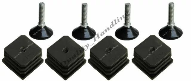 4 Nivellierung Füße Neigung Gleitet M10x37 Stahl Gewinde Nylon Basis 50mm Fügt