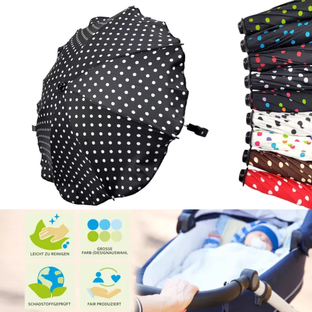 BAMBINIWELT Sonnenschutz SONNENSCHIRM für Kinderwagen Buggy Ø68cm UV50+ PUNKT