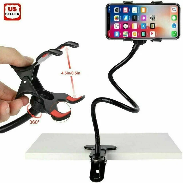 Universal Lazy Mobile Phone Gooseneck Stand Holder Flexible Bed Desk Table Clip