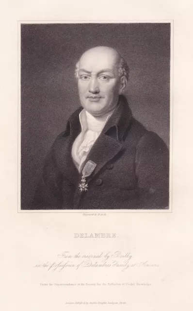 Jean-Baptiste Joseph Delambre Astronomer Mathematician Astronome Portrait 1835