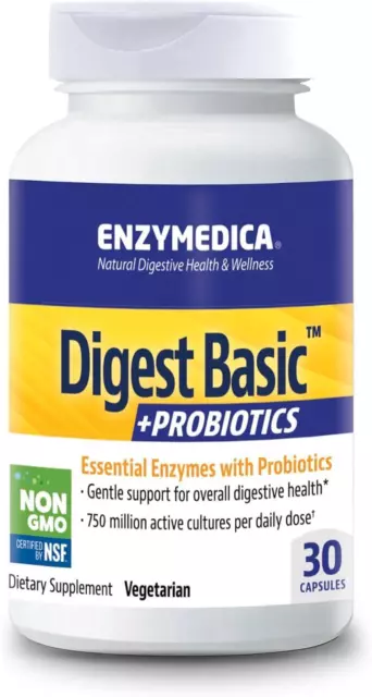 Enzymedica Digest Base + Probiotiques 30 Capsules,Digestion,Énergie,Indigestion