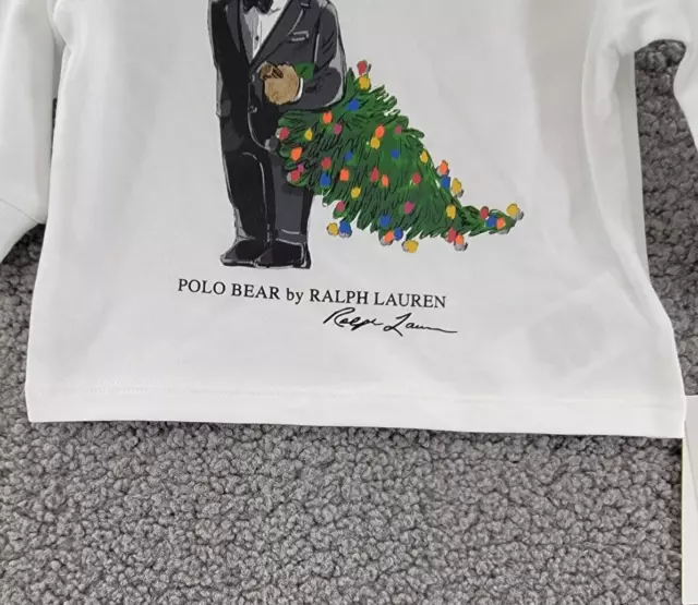 Ralph Lauren Polo Bear Long-Sleeve T-Shirt Infant Boy's 3M White Snap Closure 3