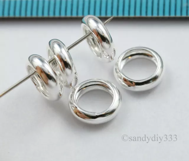 4x BRIGHT STERLING SILVER BUBBLE ROUND CLOSED JUMP RING 9mm JUMPRING BEAD #1257