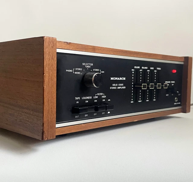 VINTAGE MONARCH SA-600 Stereo Amplifier with Phono Input - Wooden Case ...
