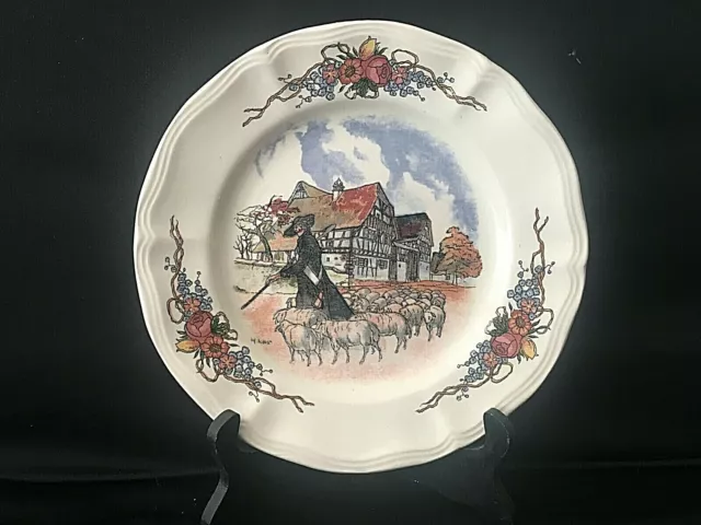 Petite Ancienne Assiette En Faïencerie Obernai Sarreguemines À Décor H. Loux