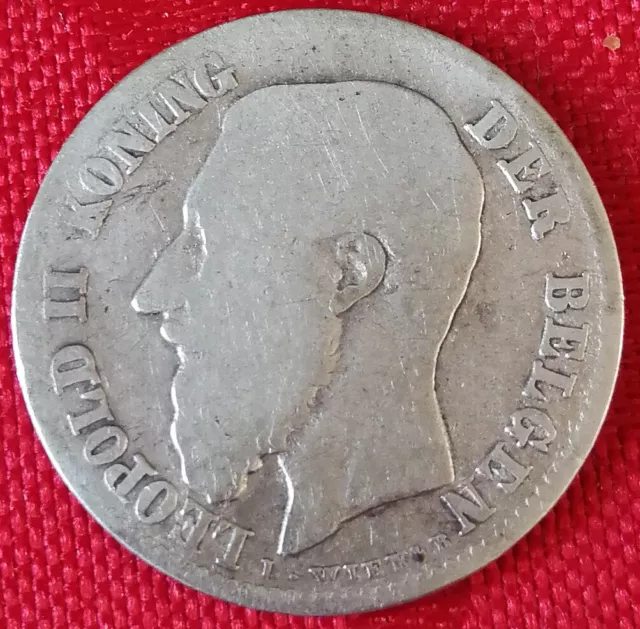 BELGIQUE Monnaie 50 centimes 1899 NL Léopold II ARGENT TB légende néerlandaise