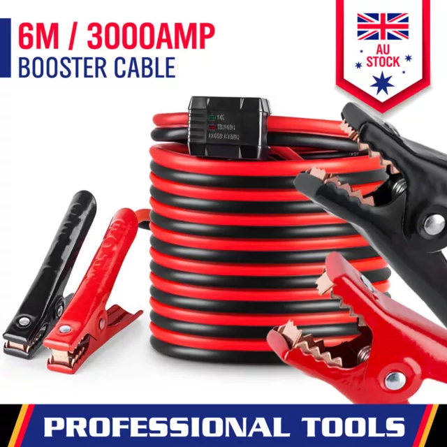 3000AMP Jumper Leads 6M Long Surge Protection Car Boost Cables Alarm Indicator