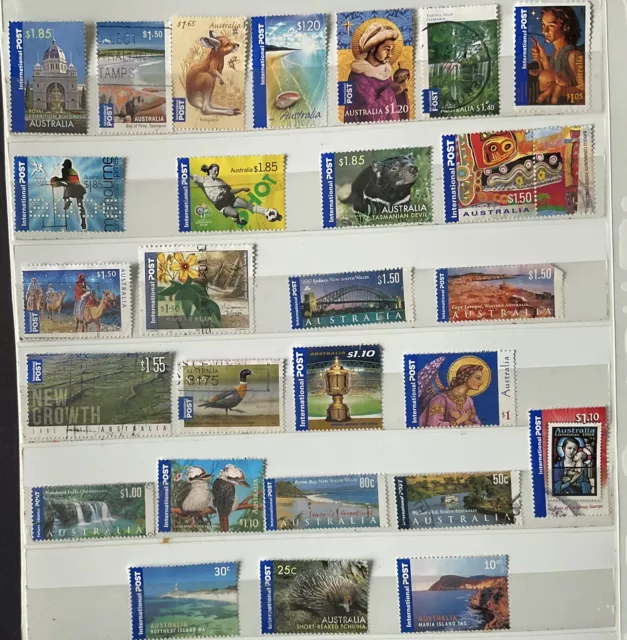 AUSTRALIA. 50 INTERNATIONAL POST FINE USED STAMPS. Values to $10 2