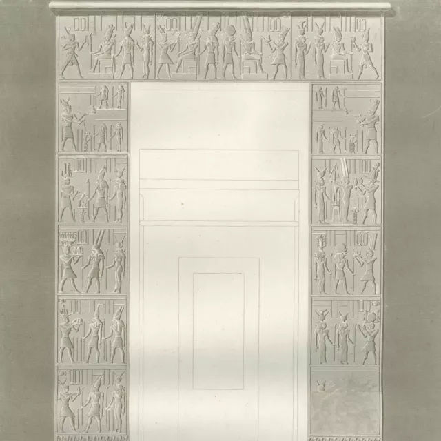 Thèbes Karnak Porte du Temple - Description de l'Egypte gravure originale XIXe