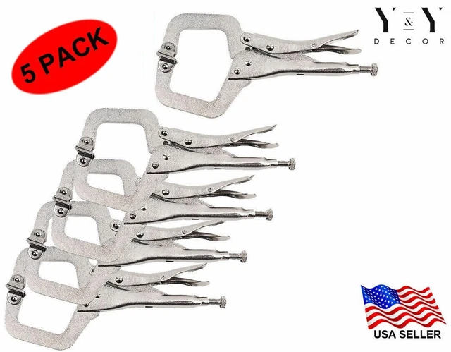 5 pc 6" Locking C Clamp with Swivel Pad | Welding Locking Pliers Clamp Tools