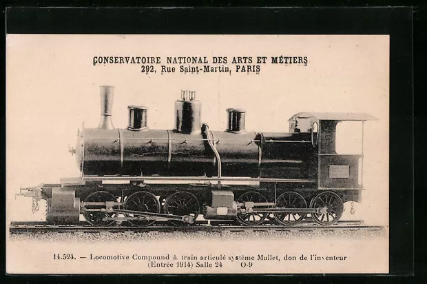 CPA Locomotive Compound à train articulé système Mallet, chemin de fer