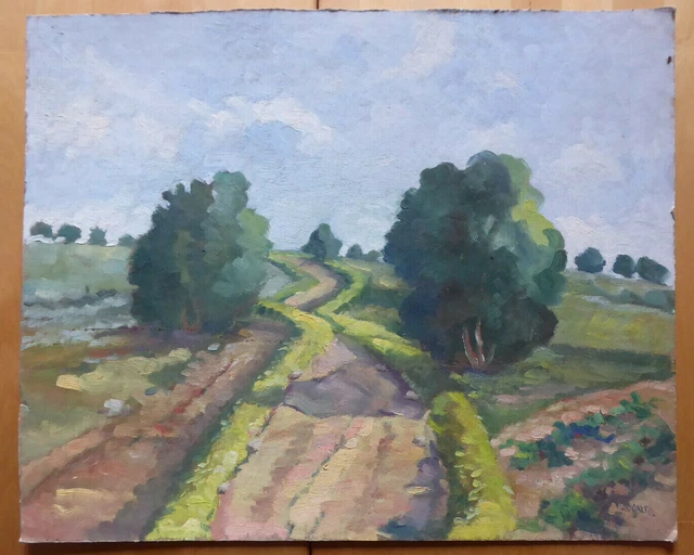 Cuadro Angular Óleo Viejo Paisaje España Firmado Vicente Segura (1930-2015) MD3