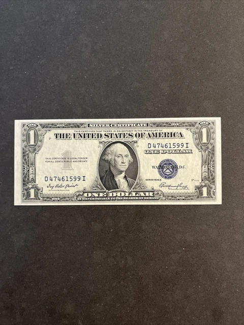 1935E $1 Silver Certificate Uncirculated Unc Fr 1614 Block Di