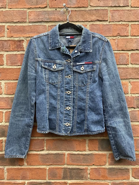 tommy hilfiger donna giacca aderente in denim bambina small blu vintage