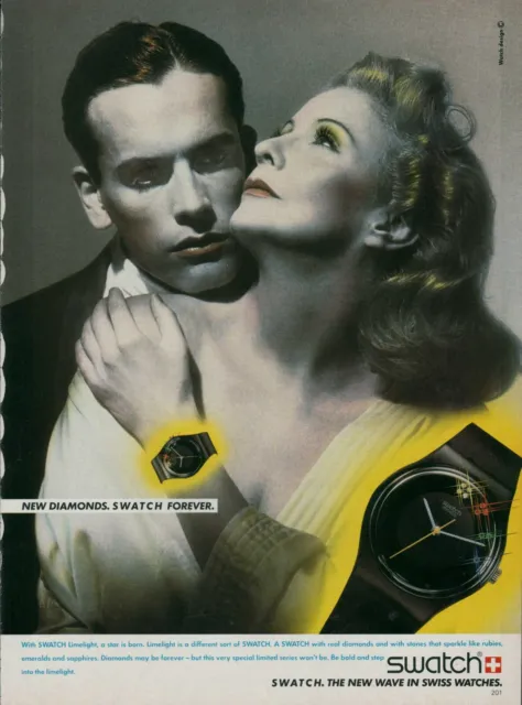 SWATCH Watch Magazine Print Ad jewelry accessory DIAMONDS 1980's 1pg 1985