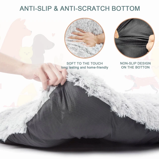 Super Soft Gray-White Plush Dog Bed Memory Foam Warm Pet Dog Mat for Large Dog 7