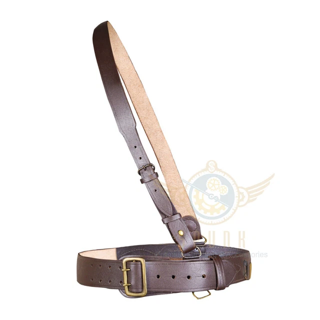 Sam Browne Military Leather Belt Crossover Shoulder Strap British Army Officers