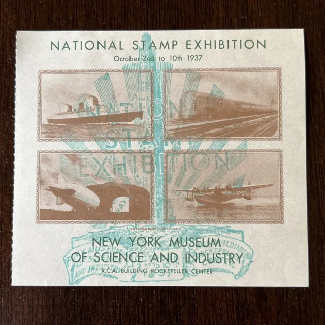 1937 National Stamp Exhibition New York Museum Science & Industry Souvenir Sheet