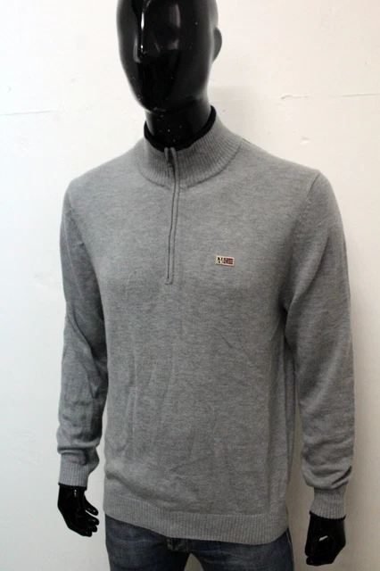 Maglione NAPAPIJRI Uomo Taglia L Maglioncino Grigio Sweater Pullover Man Logo