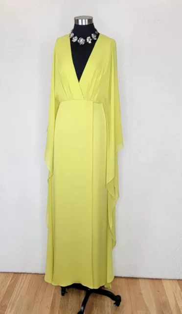 ELIE SAAB GREEN SHEEN SILK DRESS Womens FR: 40 US: 8 Gala Pageant Gown $5,595