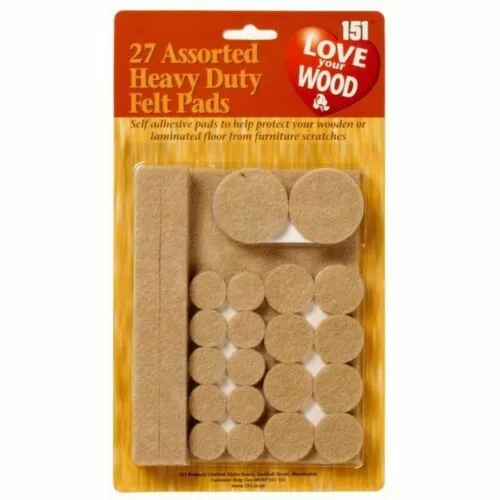 27 Assorted Felt Pads Self Adhesive Wood Laminate Floor Furniture Protect Home