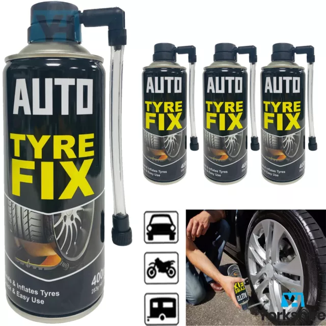 Auto Tyre Fix Spray 400ml Emergency Car Puncture Repair Sealant Inflator Cans