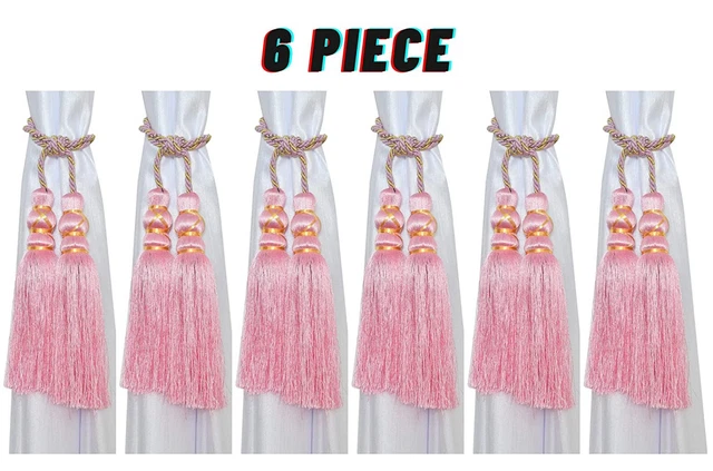 Beautiful Tassel Rope Curtain Holders TieBacks for Home decor Light Pink Set of6 3