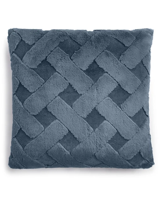 Martha Stewart Collection Lattice Faux Fur Decorative Pillow, 20 x 20",Grey