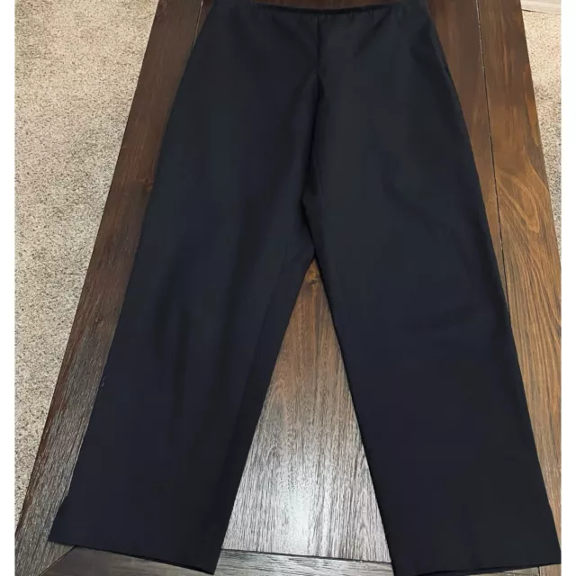 Eileen Fisher Black Slim Ankle Pants Organic Cotton Stretch Twill Size Medium