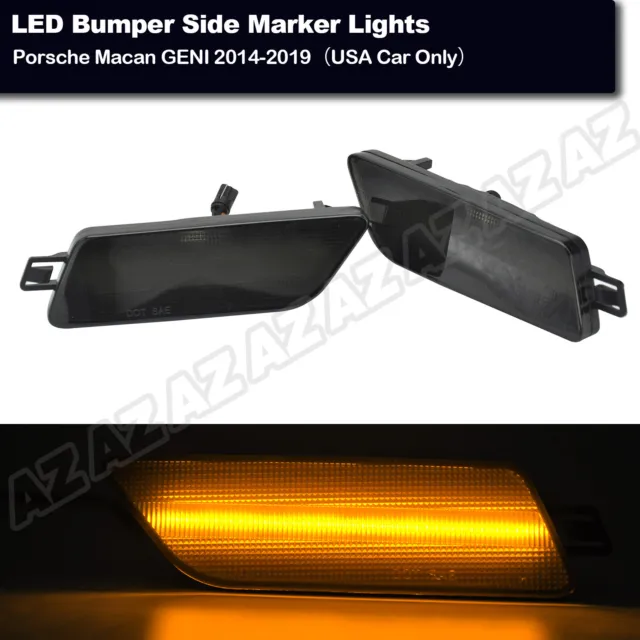 For Porsche Macan 2014-2022 LED Bumper Side Marker Lights Smoked Lens Amber Lamp