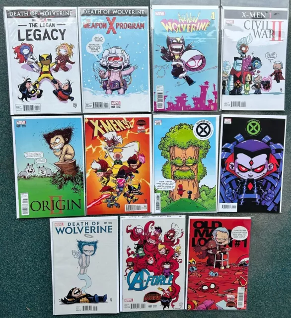 Skottie Young Variant Comic Book Lot - Marvel X-Men, Wolverine, Old Man Logan +